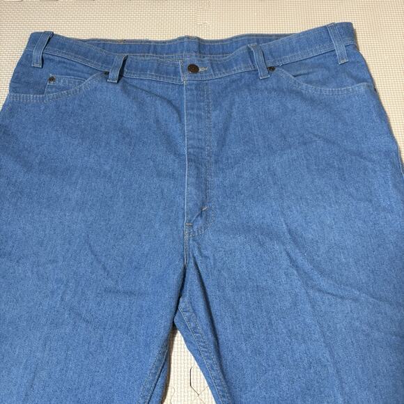Vintage Levis Men’s Action Jeans 42x30 Made In USA 50/50 Cotton Poly Light Wash - Picture 6 of 15